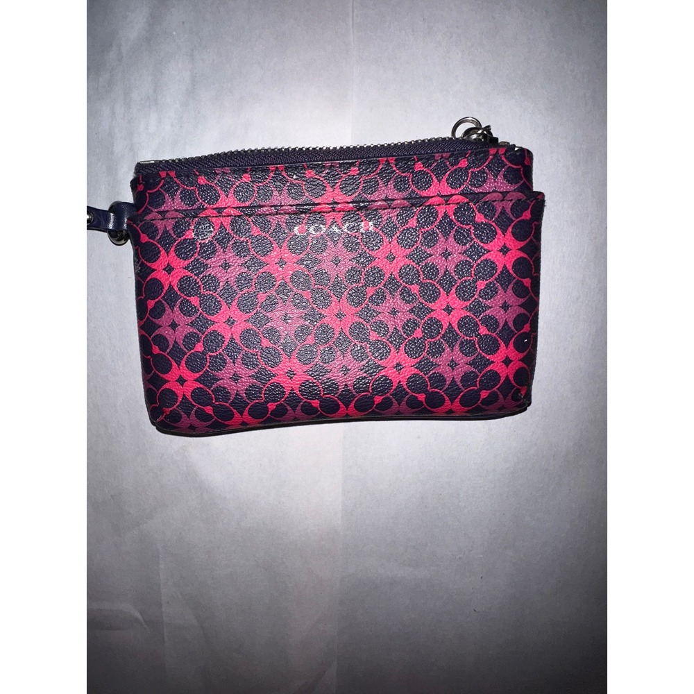 Coach Pink Purple Kaleidoscope Signature C Small Zip Pouch Wallet